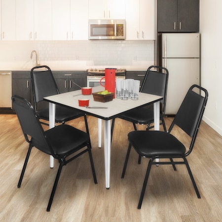 Regency Kahlo Square Table & Chair Sets, 48 W, 48 L, 29 H, Wood, Metal, Vinyl Top, Maple TPL4848PLCM29BK